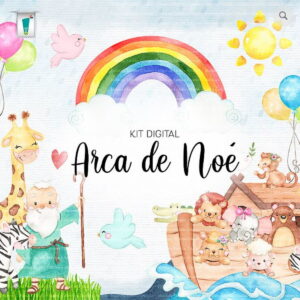 Kit Png Digital - Arca de Noé Aquarela