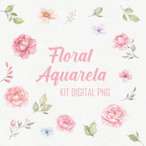 Kit Png Digital -floral Aquarela