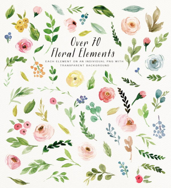 Kit PREMIUM Aquarela Floral Watercolor Romantic PNG C.19 - Imagem 4