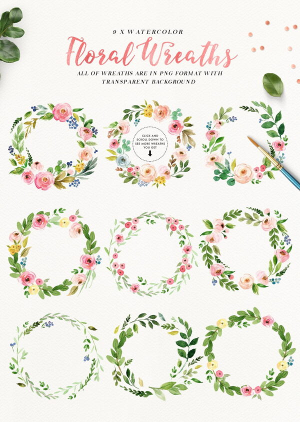 Kit PREMIUM Aquarela Floral Watercolor Romantic PNG C.19 - Imagem 3