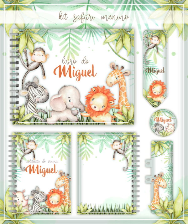 Kit Safari Aquarela Menino - Arquivo Digital