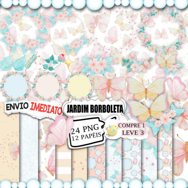 Kit Scrap Digital Jardim de Borboletas