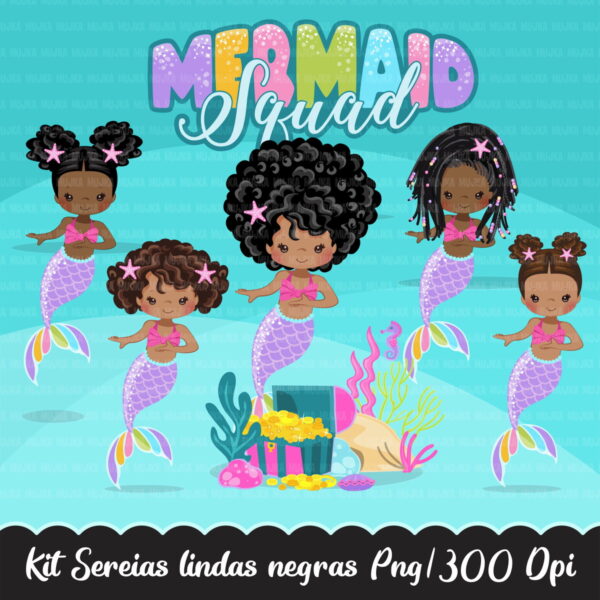 Kit Digital Sereias Lindas Negras