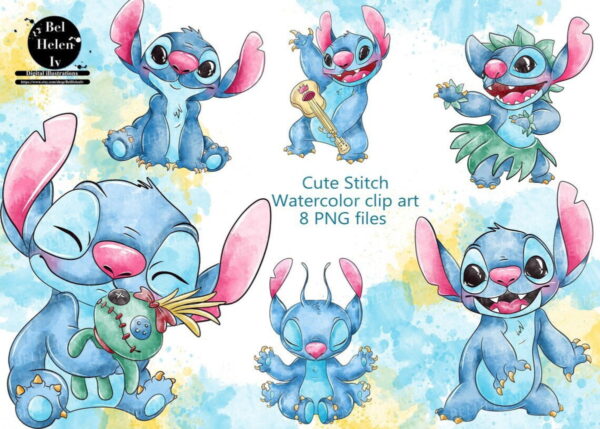 Lilo Stitch Aquarela Digital - Imagem 2