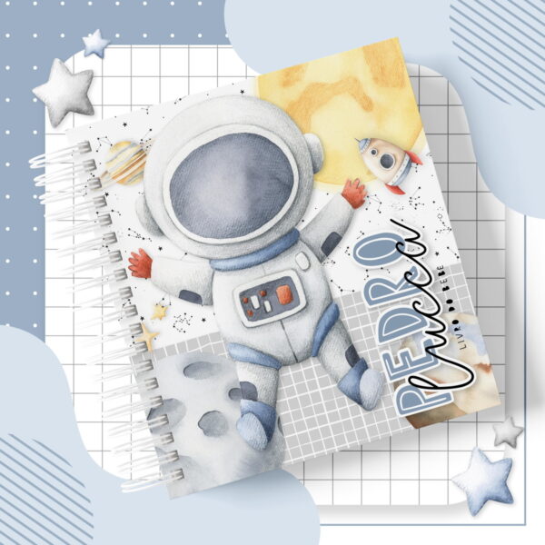 Livro do Bebê + Caderneta Saúde Astronauta Aquarela -Digital - Imagem 3