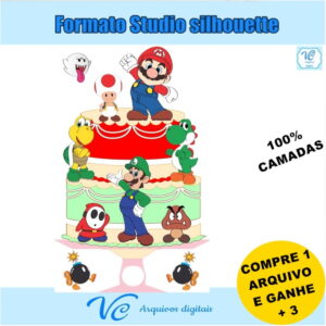 M294- Topo de Bolo Super Mário- 04- Arquivo de Corte