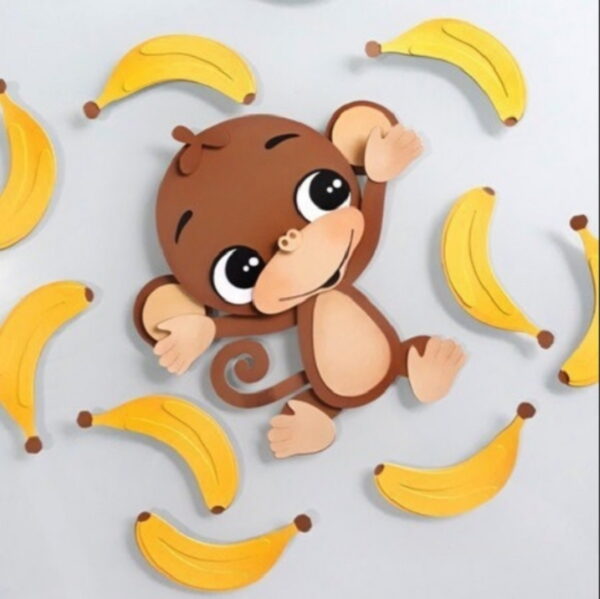 Macaquinho com Bananas Molde Limpo + 4 Arquivos de Brinde