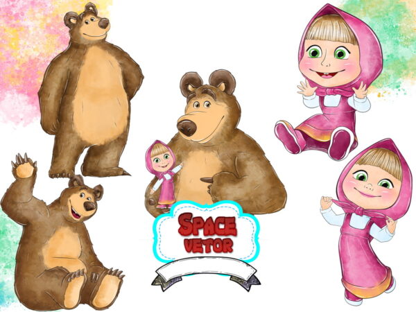 Masha e o Urso Aquarela ,kit Digita.. Compre 1 Leve 2