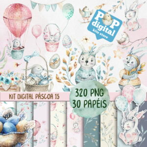Mega Kit Digital Páscoa 15 Aquarela Vintage
