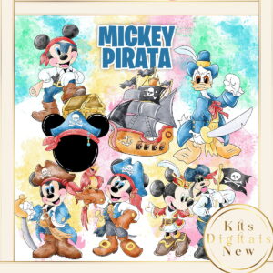 Mickey Pirata Aquarela Kit Digital
