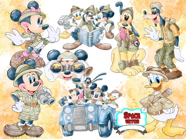 Mickey Safari Aquarela ,kit Digital Compre 1 Leve 3