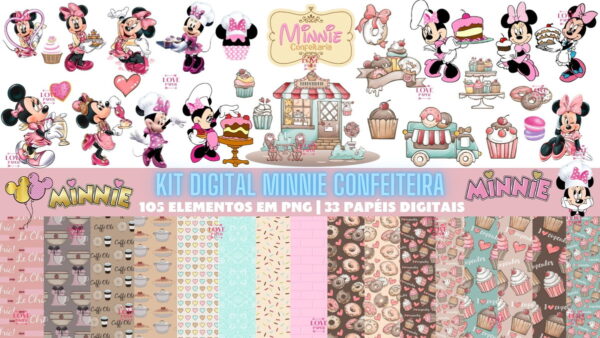 Minnie Confeiteira Kit Digital