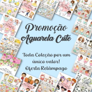 Pacote Completo de Kit Arquivo Digital em Png Aquarela Cute