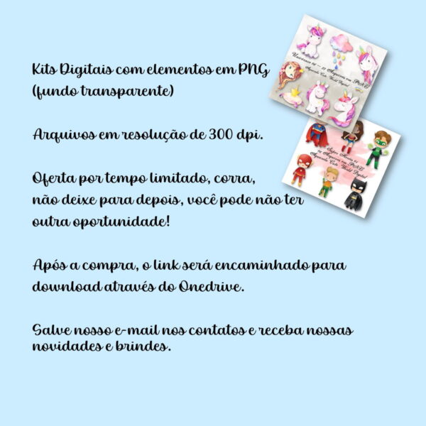 Pacote Completo de Kit Arquivo Digital em Png Aquarela Cute - Image 2