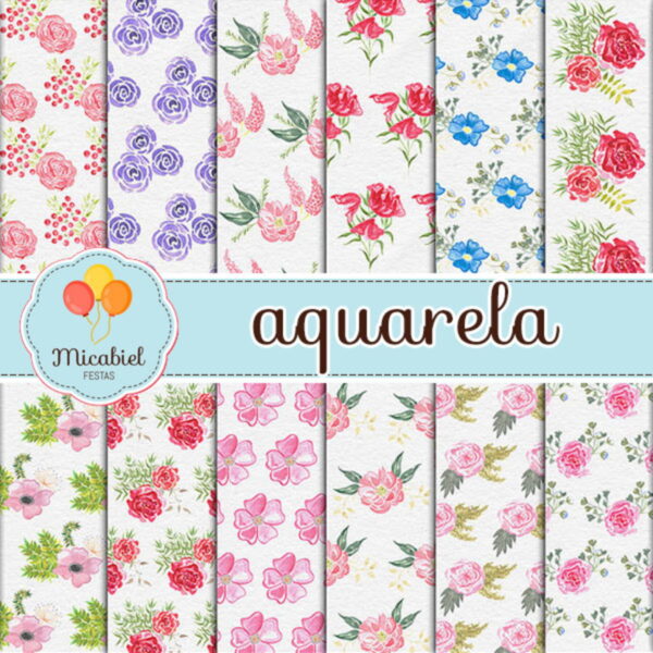 Papel Digital - Aquarela (florzinhas)