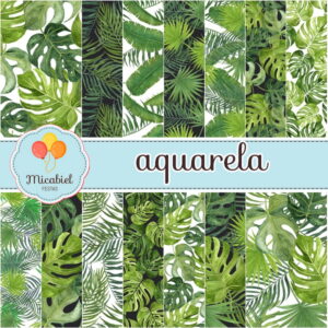 Leve + 13 - Papel Digital - Aquarela (folhas)
