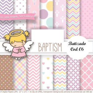 PAPEL DIGITAL BATISMO + 11 KITS A SUA ESCOLHA