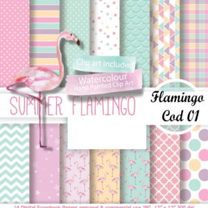 PAPEL DIGITAL FLAMINGO + 11 KITS A SUA ESCOLHA