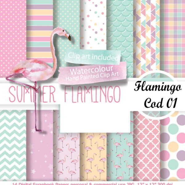 PAPEL DIGITAL FLAMINGO + 11 KITS A SUA ESCOLHA
