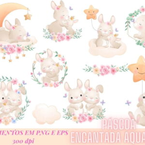Páscoa Encantada Aquarela - Arquivo Digital