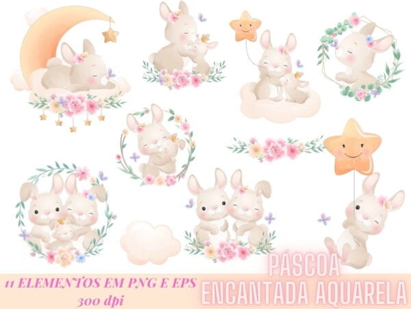 Páscoa Encantada Aquarela - Arquivo Digital