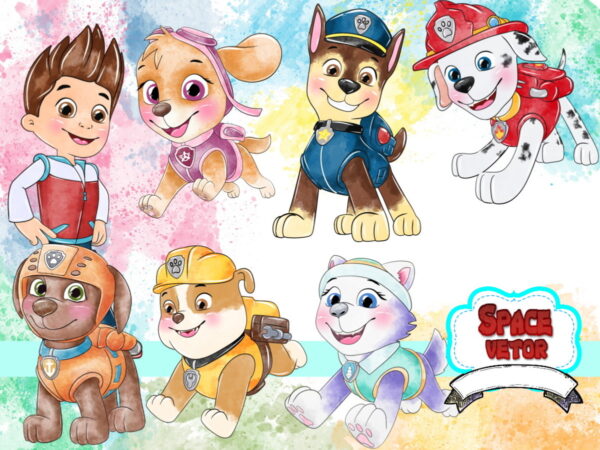 Kit Digital Patrulha Canina Aquarela, Compre 1 Leve 3