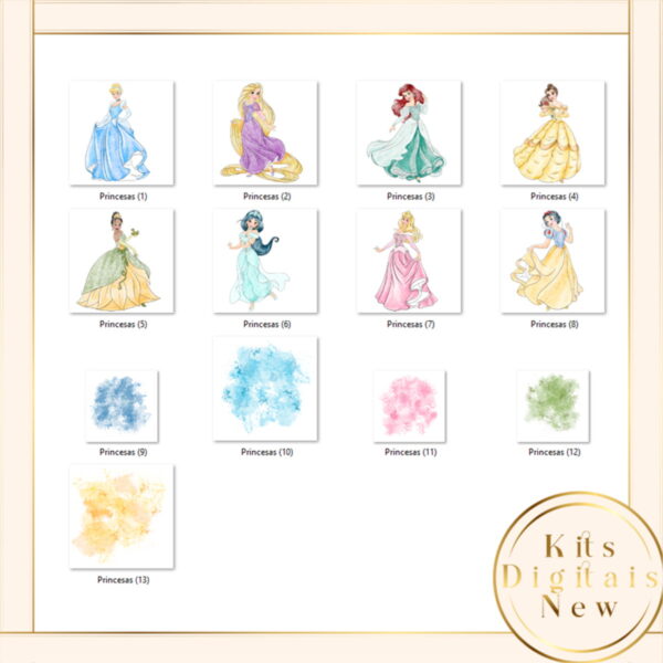 Princesas Aquarela Kit Digital - Imagem 2