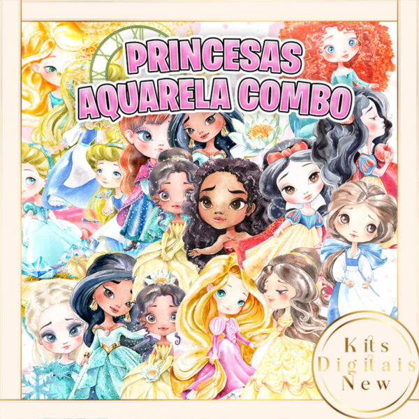 Princesas Aquarela Combo Kit Digital