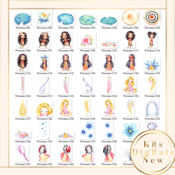 Princesas Aquarela Combo Kit Digital - Imagem 4