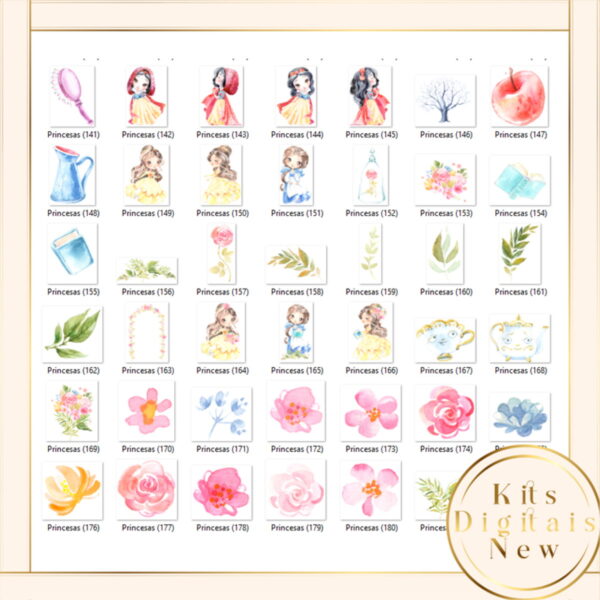 Princesas Aquarela Combo Kit Digital - Imagem 5