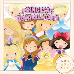 Princesas Cute Aquarela Kit Digital