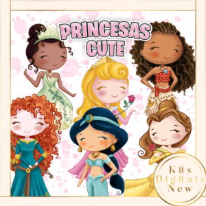 Princesas Cute Aquarela Kit Digital