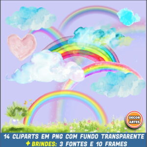 Promo 3 Em 1 - Kit Digital Arco-íris Aquarela