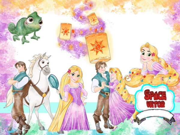 Rapunzel Aquarela ,kit Digital Compre 1 Leve 3