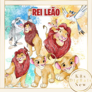 Rei Leão Aquarela Kit Digital