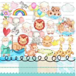 Scrapbook Digital Arca de Noé Aquarela 01