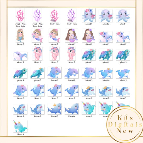 Sereia Cute Kit Digital - Imagem 2