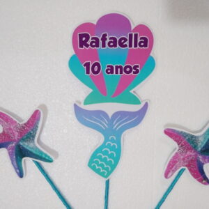 Sereia topo de bolo personalizado pronta entrega