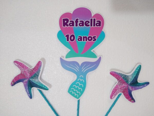 Sereia topo de bolo personalizado pronta entrega