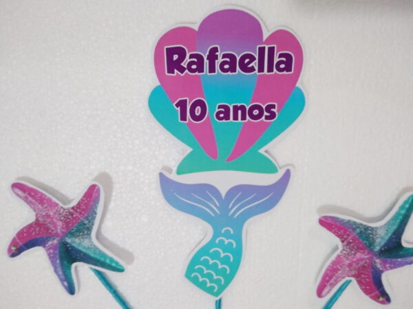Sereia topo de bolo personalizado pronta entrega - Image 3