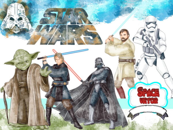 Star Wars Aquarela ,kit Digital Compre 1 Leve 3
