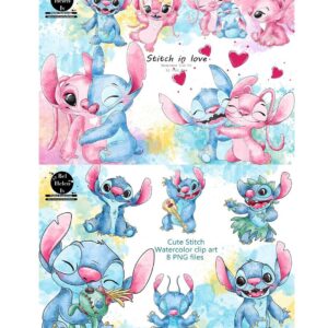 Stitch Aquarela Kit Digital Png 14