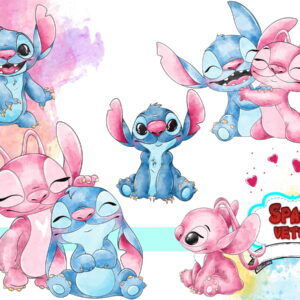 Stitch e Angel Aquarela ,kit Digital Compre 1 Leve 3