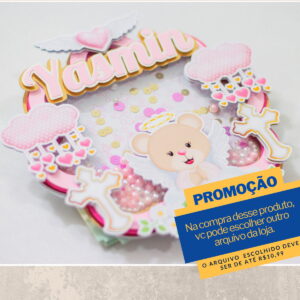 Studio/pdf Arquivo de Corte Topo Bolo Batizado Rosa Shaker