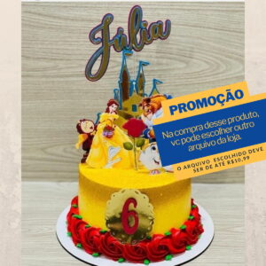 Studio/pdf Arquivo de Corte Topo de Bolo a Bela e a Fera-002