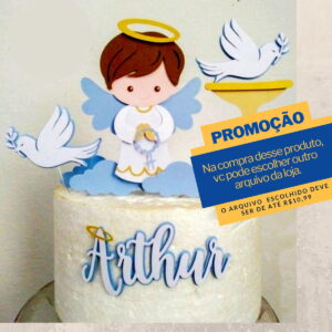 Studio/pdf Arquivo de Corte Topo de Bolo Batizado Azul -006