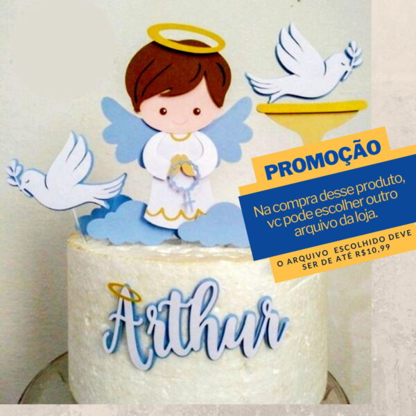 Studio/pdf Arquivo de Corte Topo de Bolo Batizado Azul -006