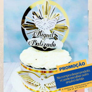 Studio/pdf Arquivo de Corte Topo de Bolo Batizado Dourado