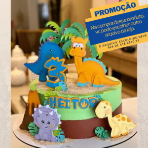 Studio/pdf Arquivo de Corte Topo de Bolo Dino Baby -001