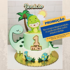 Studio/pdf Arquivo de Corte Topo de Bolo Dino Baby -004